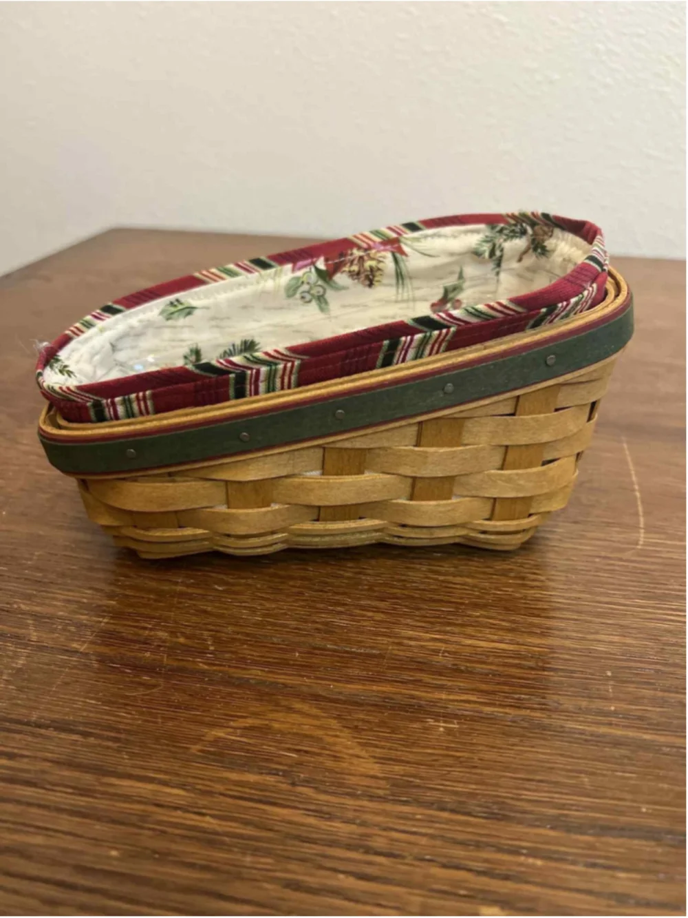 Longaberger Christmas Basket 2007 Holiday Edition Liner & Protector Handwoven US